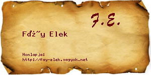 Fáy Elek névjegykártya